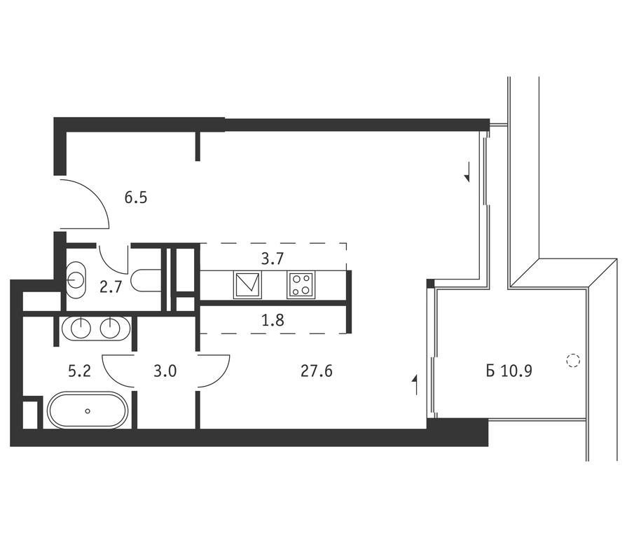Apartment Sale, 53.8 sq. m. at Badaevskiy, Kutuzovsky Avenue, 12с3, Moscow, Russia #1