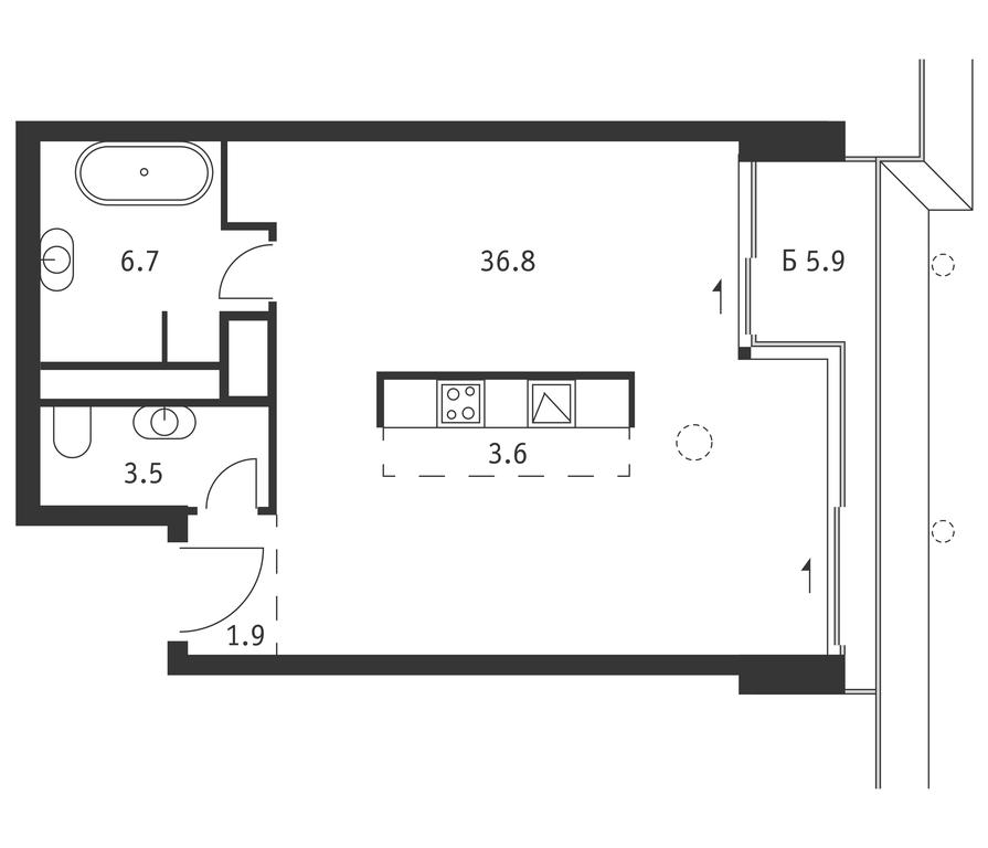 Apartment Sale, 54.3 sq. m. at Badaevskiy, Kutuzovsky Avenue, 12с3, Moscow, Russia #1