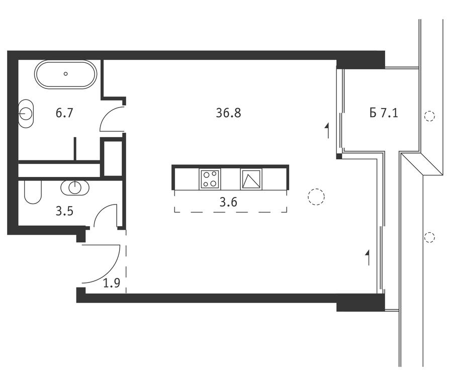 Apartment Sale, 54.6 sq. m. at Badaevskiy, Kutuzovsky Avenue, 12с3, Moscow, Russia #1