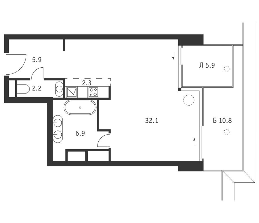 Apartment Sale, 55.5 sq. m. at Badaevskiy, Kutuzovsky Avenue, 12с3, Moscow, Russia #1