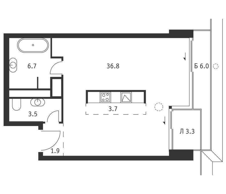 Apartment Sale, 56.1 sq. m. at Badaevskiy, Kutuzovsky Avenue, 12с3, Moscow, Russia #1