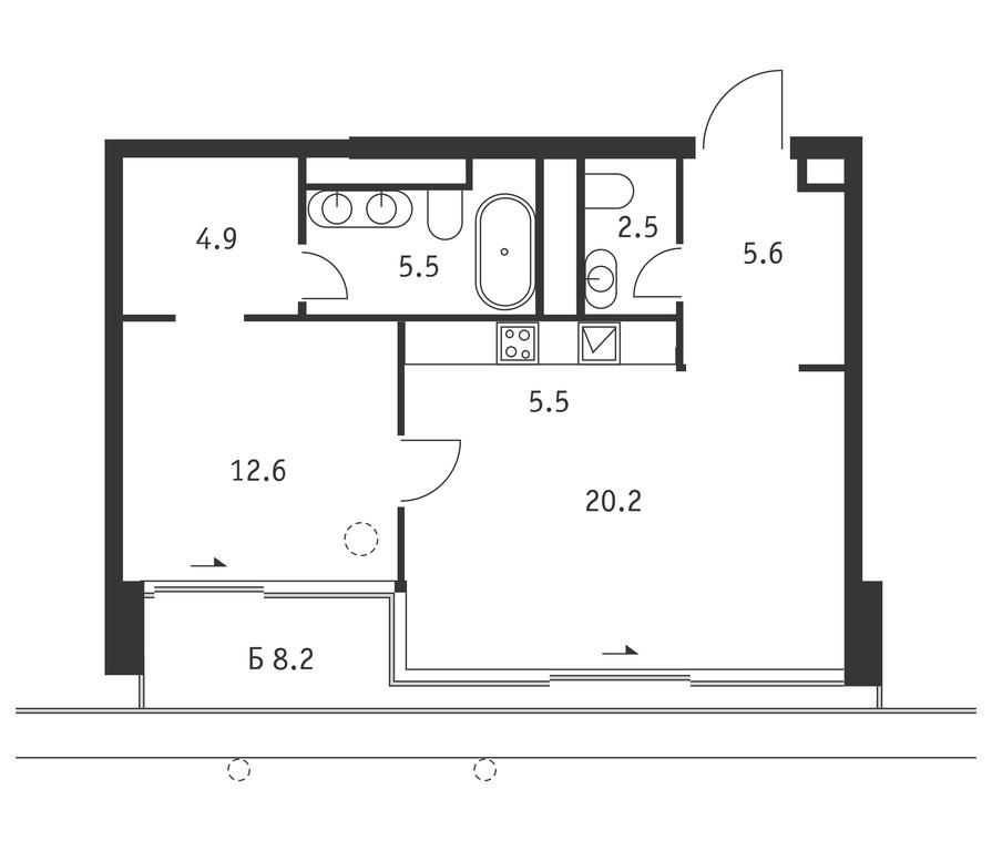 1-BD Apartment Sale, 59.3平方米 at Badaevskiy, Kutuzovsky Avenue, 12с3, Moscow, Russia #1 1-BD Apartment Sale, 59.3平方米 at Badaevskiy, Kutuzovsky Avenue, 12с3, Moscow, Russia #1
