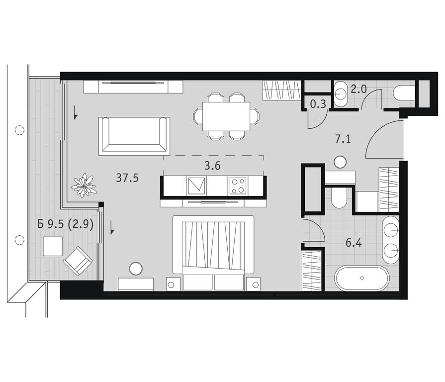 Apartment Sale, 59.8 sq. m. at Badaevskiy, Kutuzovsky Avenue, 12с3, Moscow, Russia #2 Apartment Sale, 59.8 sq. m. at Badaevskiy, Kutuzovsky Avenue, 12с3, Moscow, Russia #2