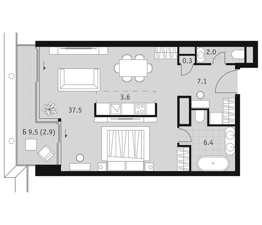 Apartment Sale, 59.8 sq. m. at Badaevskiy, Kutuzovsky Avenue, 12с3, Moscow, Russia #2 Apartment Sale, 59.8 sq. m. at Badaevskiy, Kutuzovsky Avenue, 12с3, Moscow, Russia #2