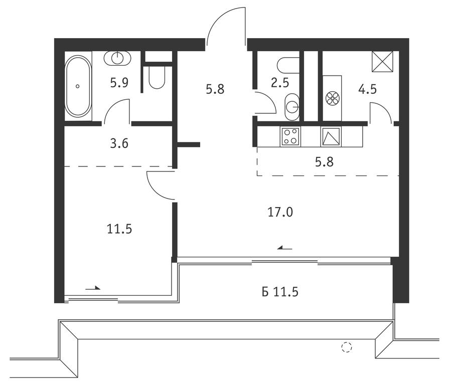 1-BD Apartment Sale, 60.1 sq. m. at Badaevskiy, Kutuzovsky Avenue, 12с3, Moscow, Russia #1 1-BD Apartment Sale, 60.1 sq. m. at Badaevskiy, Kutuzovsky Avenue, 12с3, Moscow, Russia #1