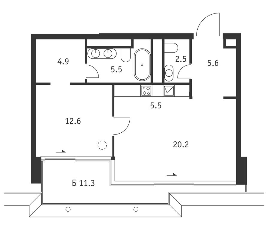 1-BD Apartment Sale, 60.2 sq. m. at Badaevskiy, Kutuzovsky Avenue, 12с3, Moscow, Russia #1