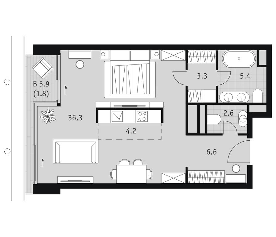 Apartment Sale, 60.2 sq. m. at Badaevskiy, Kutuzovsky Avenue, 12с3, Moscow, Russia #2 Apartment Sale, 60.2 sq. m. at Badaevskiy, Kutuzovsky Avenue, 12с3, Moscow, Russia #2