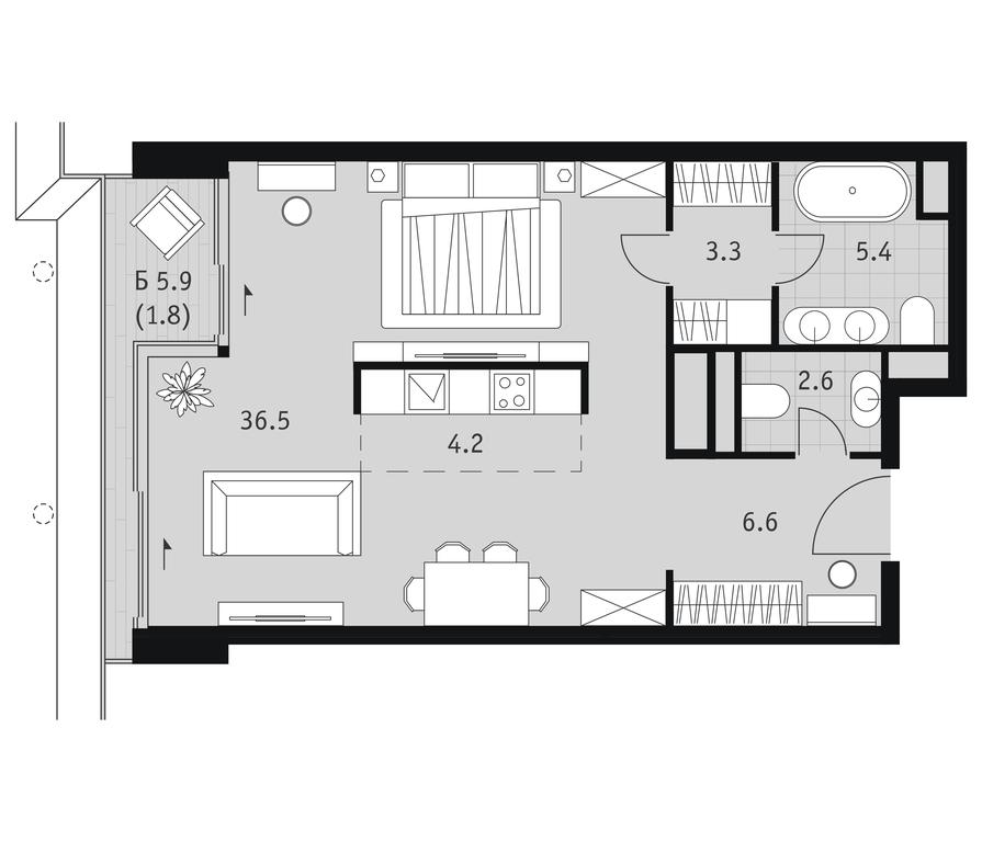 Apartment Sale, 60.4 sq. m. at Badaevskiy, Kutuzovsky Avenue, 12с3, Moscow, Russia #2 Apartment Sale, 60.4 sq. m. at Badaevskiy, Kutuzovsky Avenue, 12с3, Moscow, Russia #2