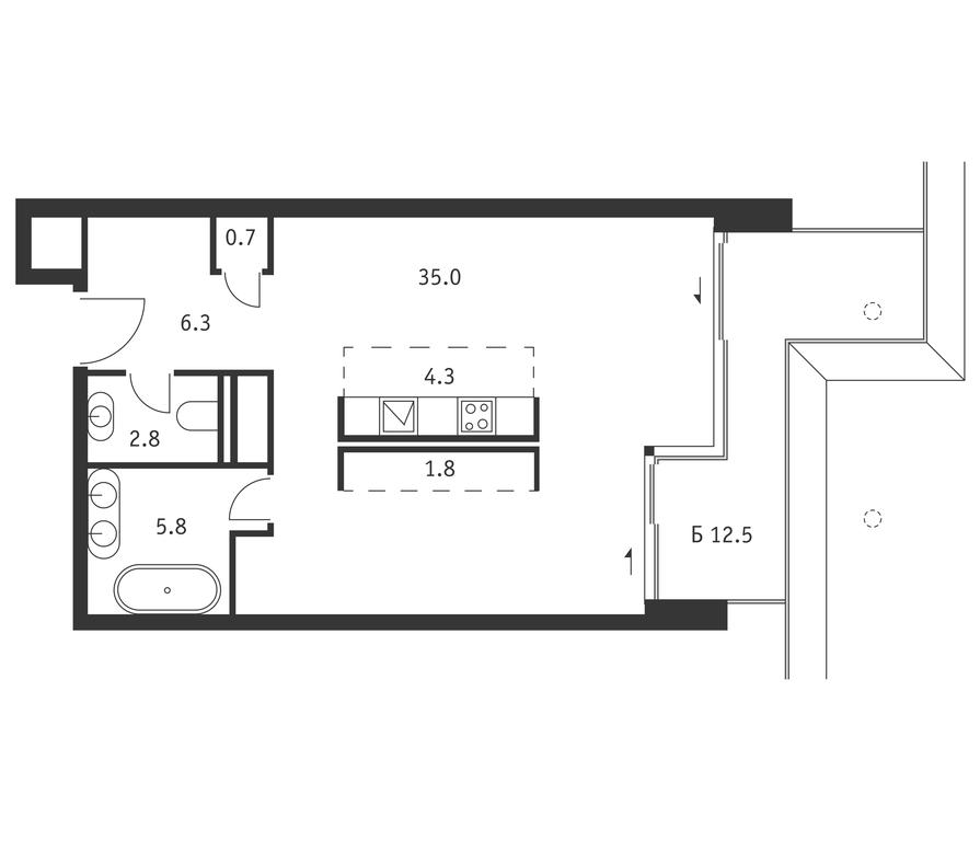 Apartment Sale, 60.5 sq. m. at Badaevskiy, Kutuzovsky Avenue, 12с3, Moscow, Russia #1 Apartment Sale, 60.5 sq. m. at Badaevskiy, Kutuzovsky Avenue, 12с3, Moscow, Russia #1