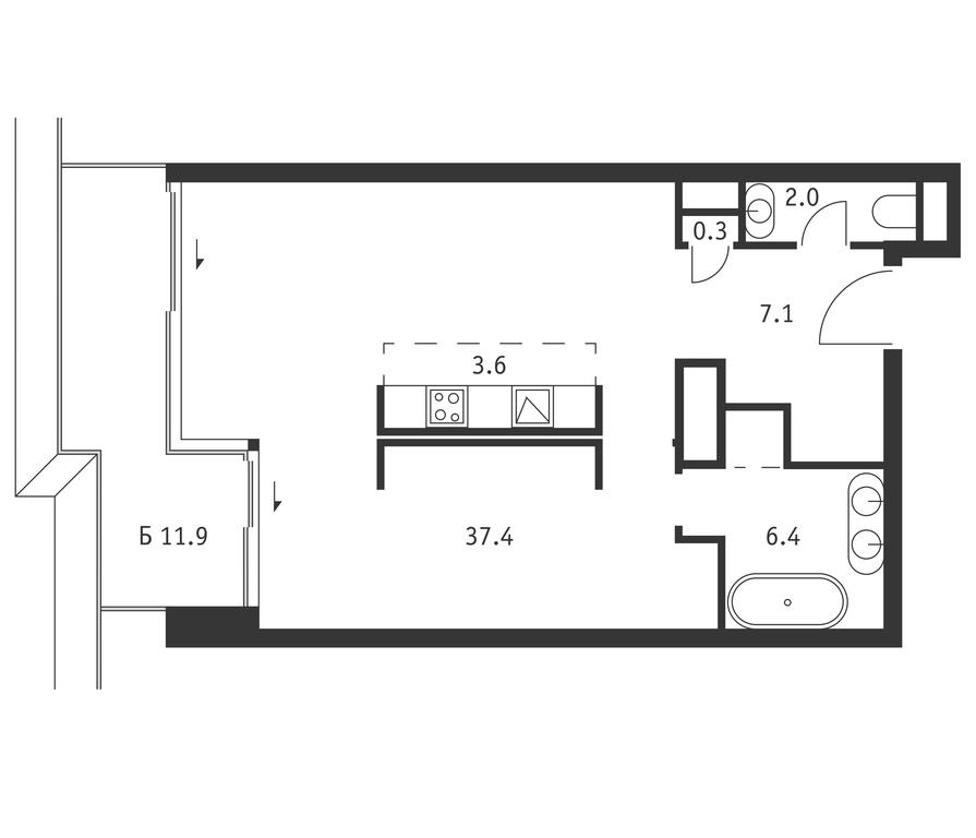 Apartment Sale, 60.6 sq. m. at Badaevskiy, Kutuzovsky Avenue, 12с3, Moscow, Russia #1 Apartment Sale, 60.6 sq. m. at Badaevskiy, Kutuzovsky Avenue, 12с3, Moscow, Russia #1
