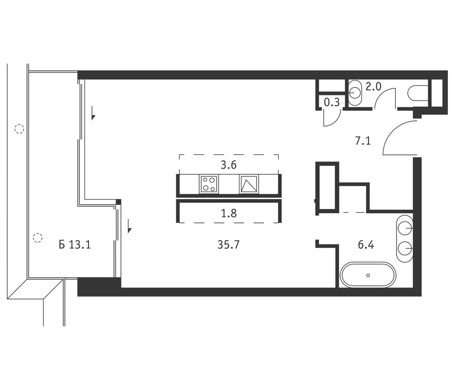Apartment Sale, 60.8 sq. m. at Badaevskiy, Kutuzovsky Avenue, 12с3, Moscow, Russia #1