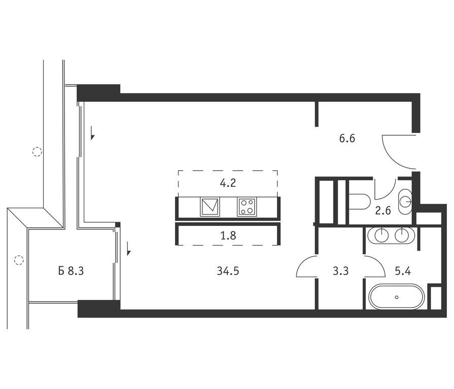 Apartment Sale, 60.9 sq. m. at Badaevskiy, Kutuzovsky Avenue, 12с3, Moscow, Russia #1 Apartment Sale, 60.9 sq. m. at Badaevskiy, Kutuzovsky Avenue, 12с3, Moscow, Russia #1