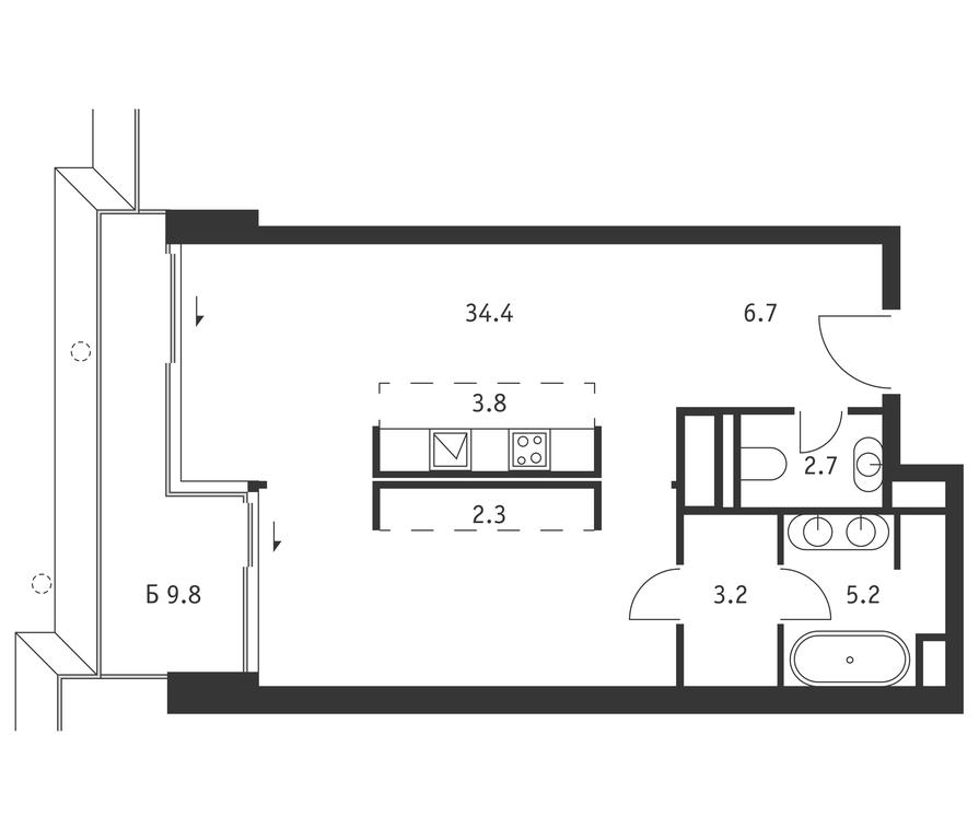 Apartment Sale, 61.2 sq. m. at Badaevskiy, Kutuzovsky Avenue, 12с3, Moscow, Russia #1