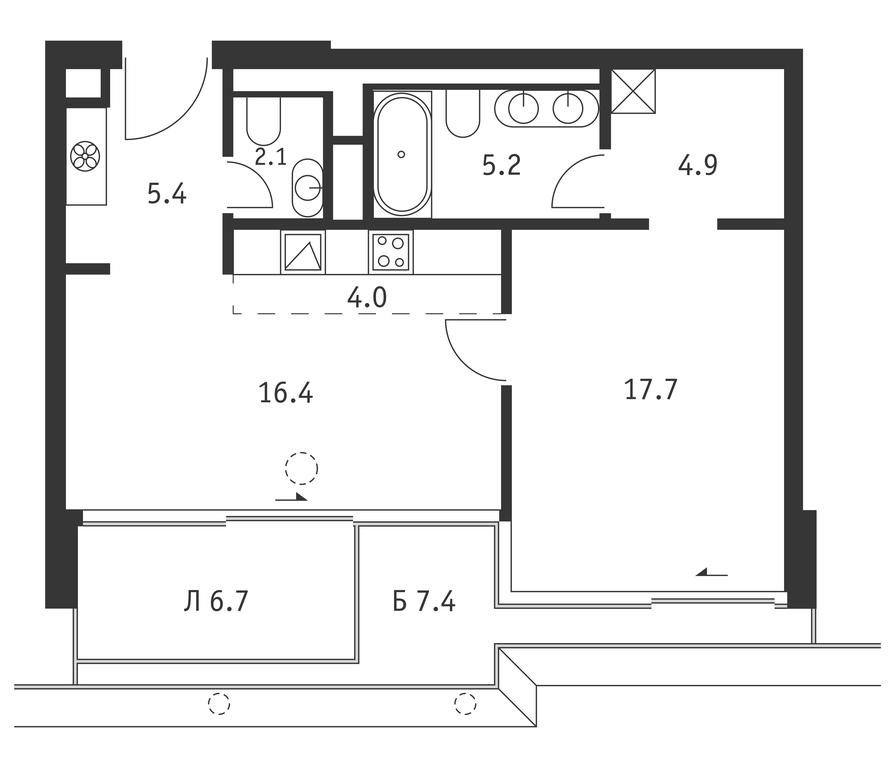 1-BD Apartment Sale, 61.3平方米 at Badaevskiy, Kutuzovsky Avenue, 12с3, Moscow, Russia #1 1-BD Apartment Sale, 61.3平方米 at Badaevskiy, Kutuzovsky Avenue, 12с3, Moscow, Russia #1