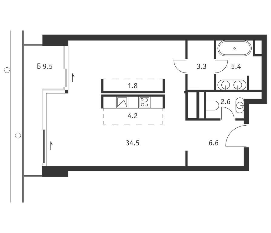 Apartment Sale, 61.3 sq. m. at Badaevskiy, Kutuzovsky Avenue, 12с3, Moscow, Russia #1