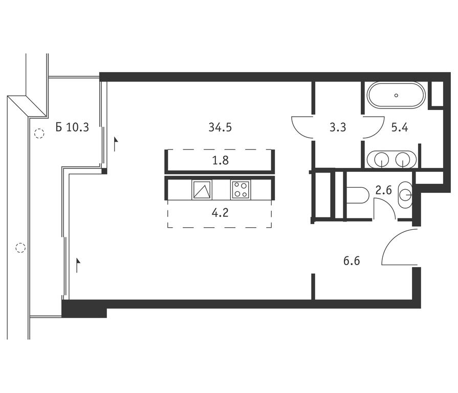 Apartment Sale, 61.5 sq. m. at Badaevskiy, Kutuzovsky Avenue, 12с3, Moscow, Russia #1