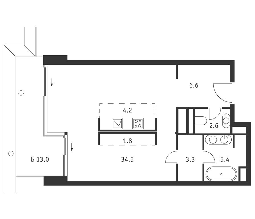 Apartment Sale, 62.3平方米 at Badaevskiy, Kutuzovsky Avenue, 12с3, Moscow, Russia #1 Apartment Sale, 62.3平方米 at Badaevskiy, Kutuzovsky Avenue, 12с3, Moscow, Russia #1