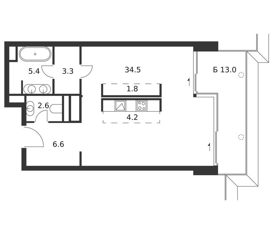 Apartment Sale, 62.3平方米 at Badaevskiy, Kutuzovsky Avenue, 12с3, Moscow, Russia #1 Apartment Sale, 62.3平方米 at Badaevskiy, Kutuzovsky Avenue, 12с3, Moscow, Russia #1