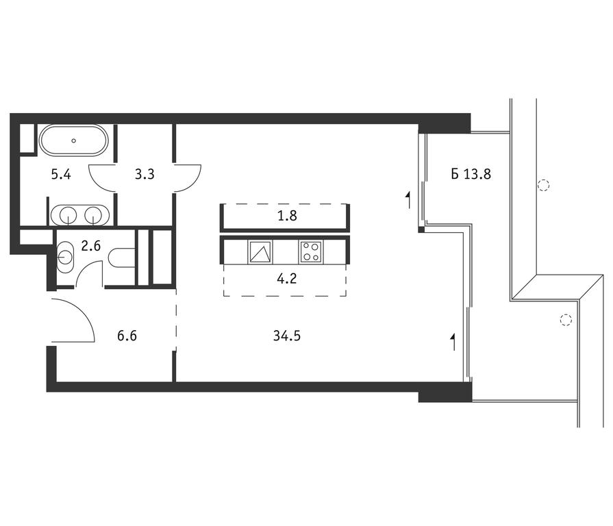 Apartment Sale, 62.5 sq. m. at Badaevskiy, Kutuzovsky Avenue, 12с3, Moscow, Russia #1