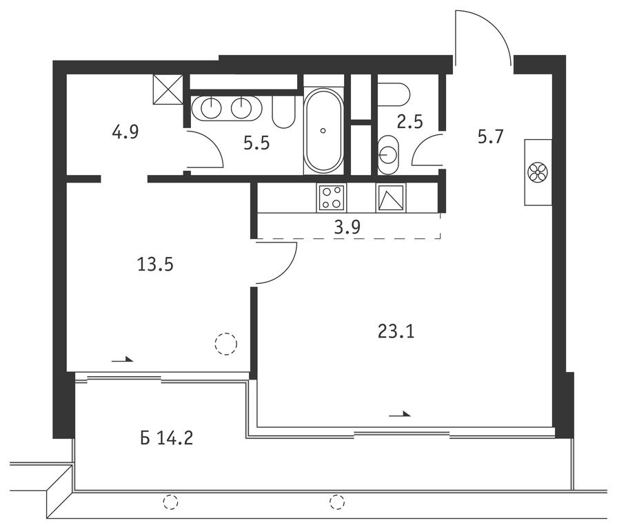 1-BD Apartment Sale, 63.4 sq. m. at Badaevskiy, Kutuzovsky Avenue, 12с3, Moscow, Russia #1