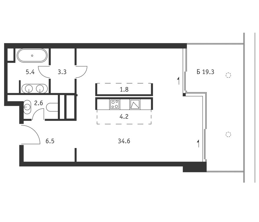Apartment Sale, 64.2平方米 at Badaevskiy, Kutuzovsky Avenue, 12с3, Moscow, Russia #1