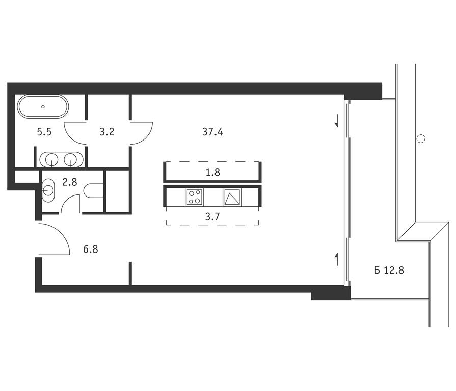 Apartment Sale, 65 sq. m. at Badaevskiy, Kutuzovsky Avenue, 12с3, Moscow, Russia #1