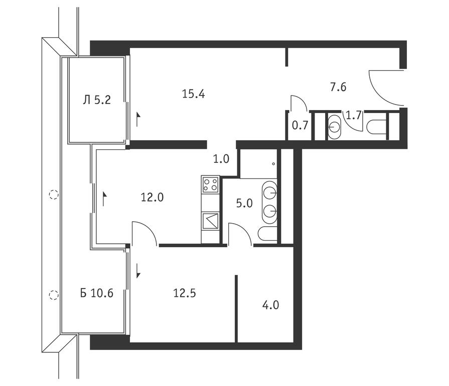 1-BD Apartment Sale, 65.7 sq. m. at Badaevskiy, Kutuzovsky Avenue, 12с3, Moscow, Russia #1 1-BD Apartment Sale, 65.7 sq. m. at Badaevskiy, Kutuzovsky Avenue, 12с3, Moscow, Russia #1