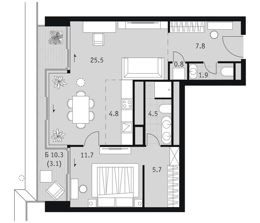 1-BD Apartment Sale, 65.9平方米 at Badaevskiy, Kutuzovsky Avenue, 12с3, Moscow, Russia #2 1-BD Apartment Sale, 65.9平方米 at Badaevskiy, Kutuzovsky Avenue, 12с3, Moscow, Russia #2