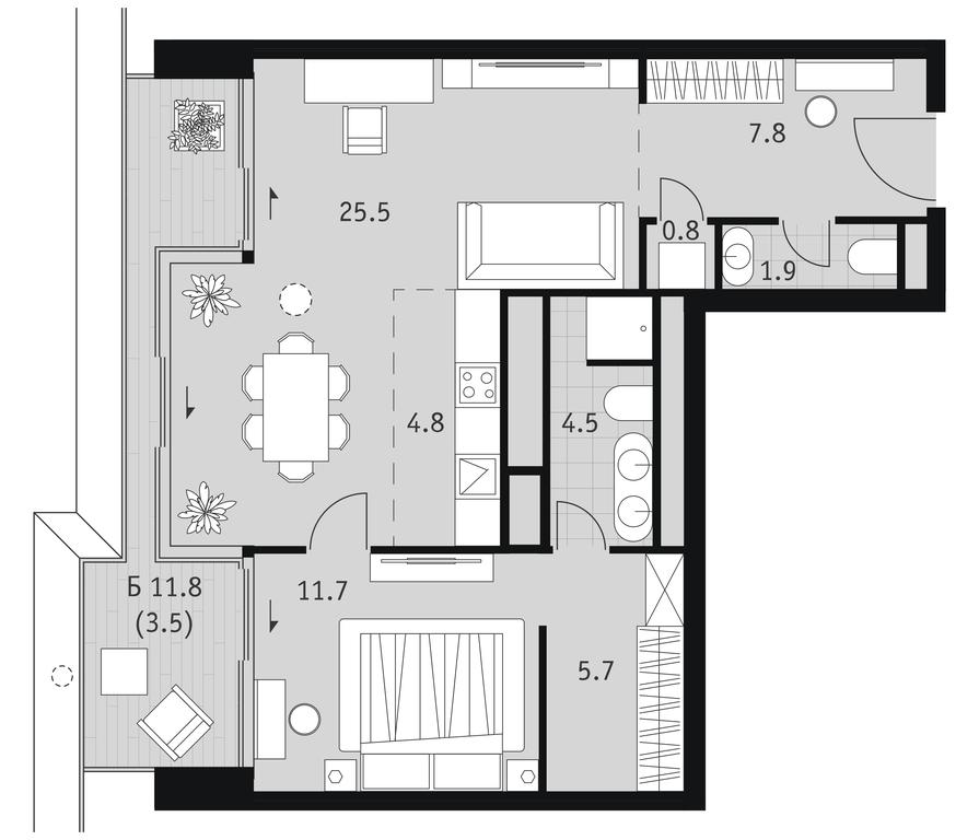 1-BD Apartment Sale, 66.2 sq. m. at Badaevskiy, Kutuzovsky Avenue, 12с3, Moscow, Russia #2 1-BD Apartment Sale, 66.2 sq. m. at Badaevskiy, Kutuzovsky Avenue, 12с3, Moscow, Russia #2
