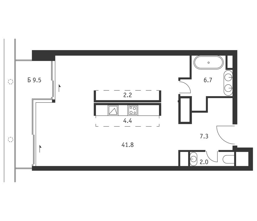 Apartment Sale, 67.3平方米 at Badaevskiy, Kutuzovsky Avenue, 12с3, Moscow, Russia #1