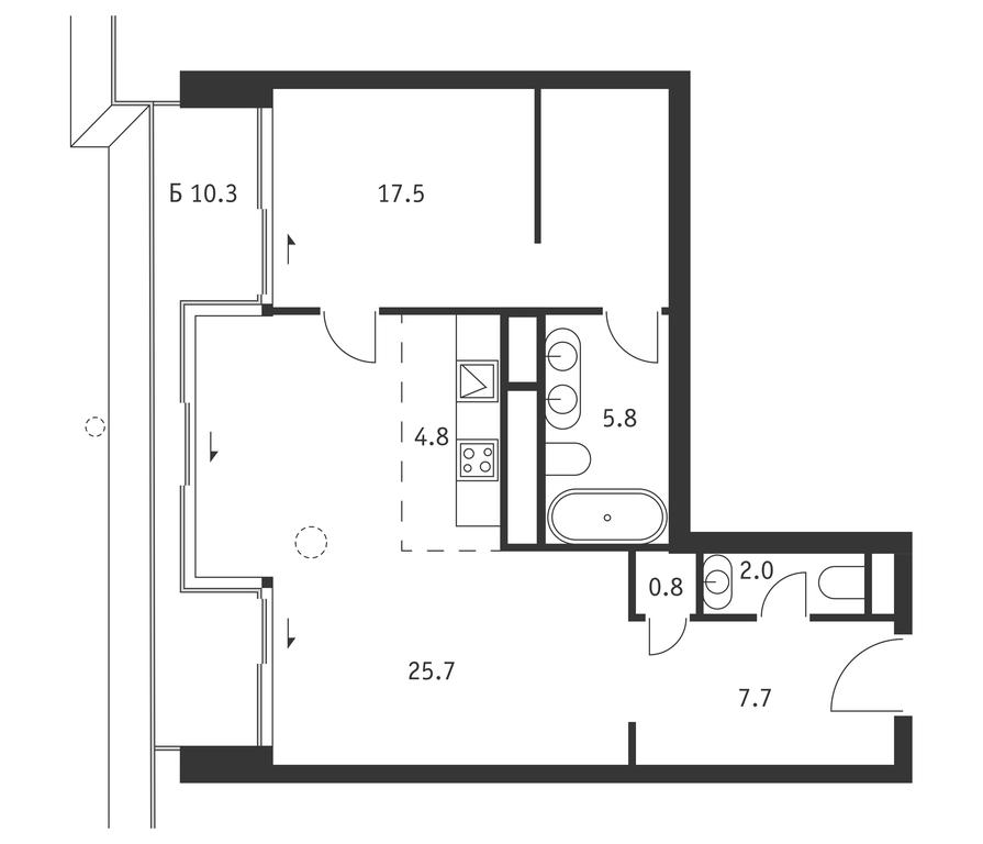 1-BD Apartment Sale, 67.4 sq. m. at Badaevskiy, Kutuzovsky Avenue, 12с3, Moscow, Russia #1