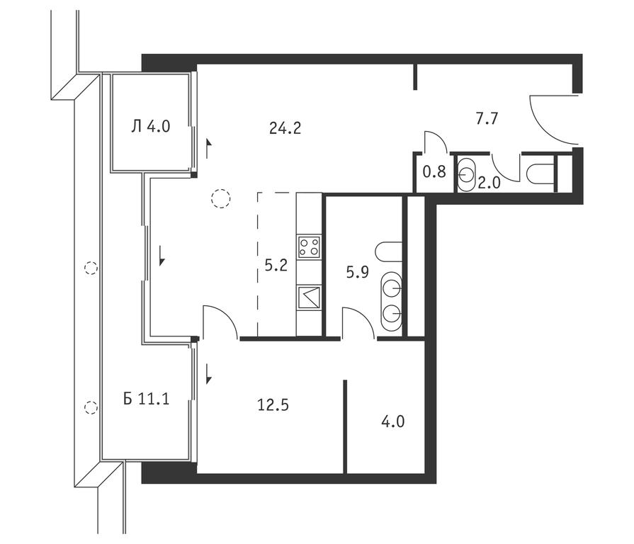 1-BD Apartment Sale, 67.6 sq. m. at Badaevskiy, Kutuzovsky Avenue, 12с3, Moscow, Russia #1 1-BD Apartment Sale, 67.6 sq. m. at Badaevskiy, Kutuzovsky Avenue, 12с3, Moscow, Russia #1