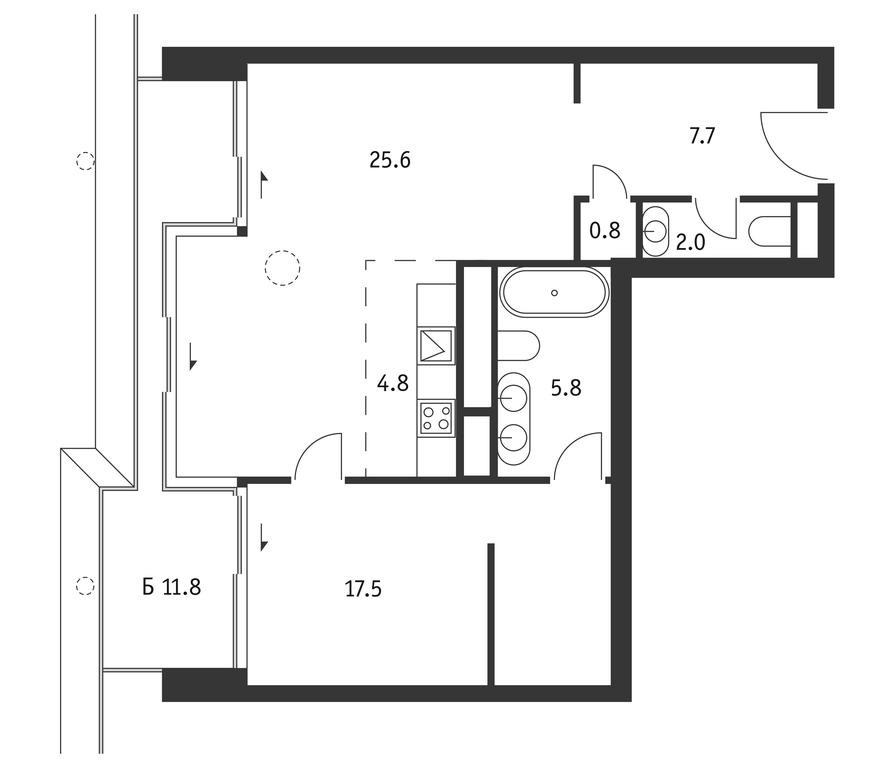 1-BD Apartment Sale, 67.7平方米 at Badaevskiy, Kutuzovsky Avenue, 12с3, Moscow, Russia #1