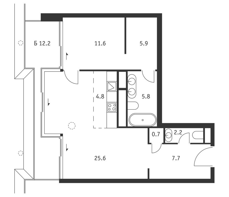 1-BD Apartment Sale, 67.8 sq. m. at Badaevskiy, Kutuzovsky Avenue, 12с3, Moscow, Russia #1