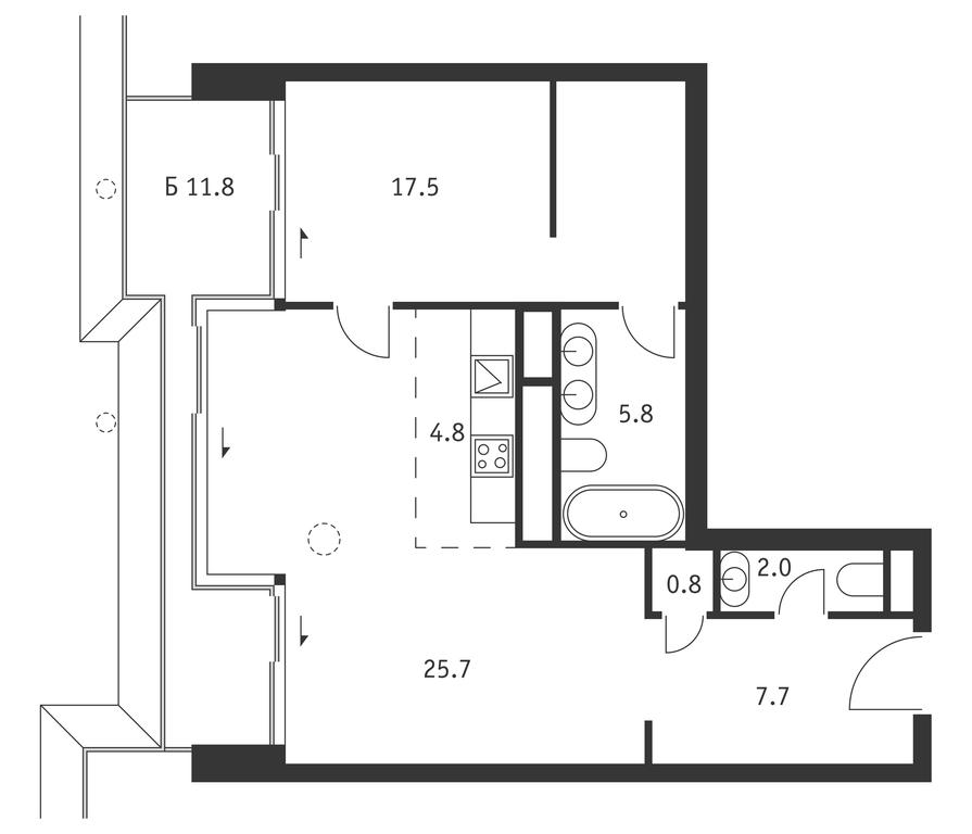 1-BD Apartment Sale, 67.8平方米 at Badaevskiy, Kutuzovsky Avenue, 12с3, Moscow, Russia #1 1-BD Apartment Sale, 67.8平方米 at Badaevskiy, Kutuzovsky Avenue, 12с3, Moscow, Russia #1
