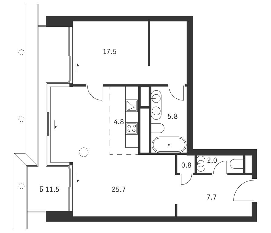 1-BD Apartment Sale, 67.8平方米 at Badaevskiy, Kutuzovsky Avenue, 12с3, Moscow, Russia #1 1-BD Apartment Sale, 67.8平方米 at Badaevskiy, Kutuzovsky Avenue, 12с3, Moscow, Russia #1