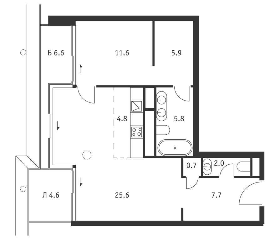 1-BD Apartment Sale, 68.4平方米 at Badaevskiy, Kutuzovsky Avenue, 12с3, Moscow, Russia #1 1-BD Apartment Sale, 68.4平方米 at Badaevskiy, Kutuzovsky Avenue, 12с3, Moscow, Russia #1
