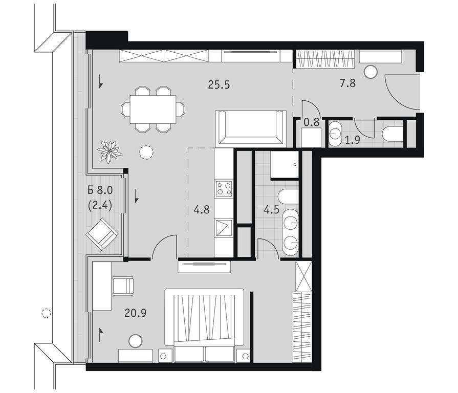 1-BD Apartment Sale, 68.6 sq. m. at Badaevskiy, Kutuzovsky Avenue, 12с3, Moscow, Russia #2 1-BD Apartment Sale, 68.6 sq. m. at Badaevskiy, Kutuzovsky Avenue, 12с3, Moscow, Russia #2