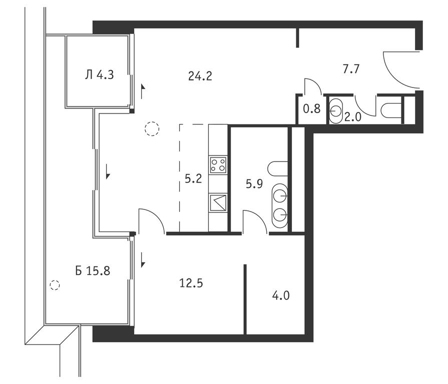 1-BD Apartment Sale, 69.2 sq. m. at Badaevskiy, Kutuzovsky Avenue, 12с3, Moscow, Russia #1