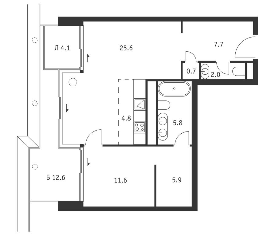 1-BD Apartment Sale, 70 sq. m. at Badaevskiy, Kutuzovsky Avenue, 12с3, Moscow, Russia #1