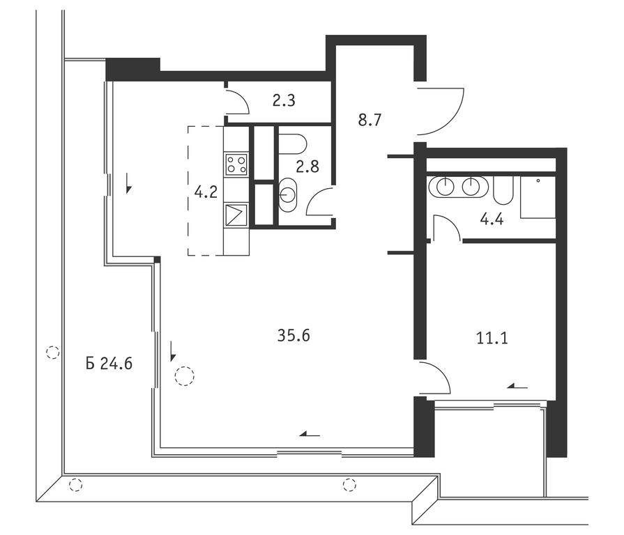 1-BD Apartment Sale, 76.5平方米 at Badaevskiy, Kutuzovsky Avenue, 12с3, Moscow, Russia #1