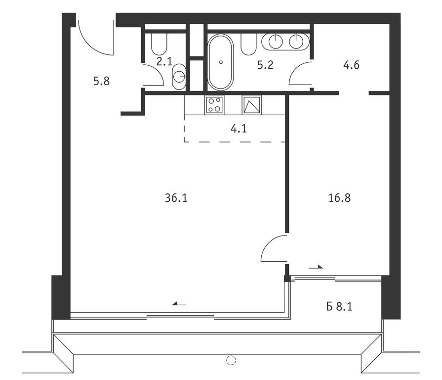1-BD Apartment Sale, 77.1平方米 at Badaevskiy, Kutuzovsky Avenue, 12с3, Moscow, Russia #1 1-BD Apartment Sale, 77.1平方米 at Badaevskiy, Kutuzovsky Avenue, 12с3, Moscow, Russia #1