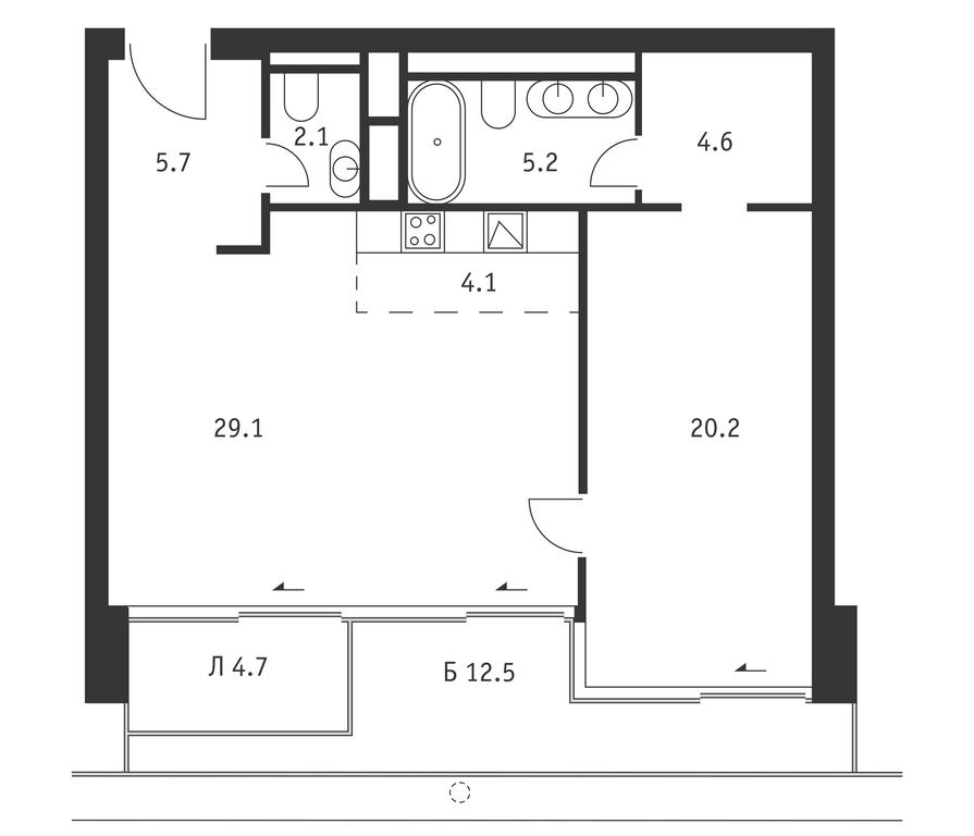 1-BD Apartment Sale, 77.2 sq. m. at Badaevskiy, Kutuzovsky Avenue, 12с3, Moscow, Russia #1 1-BD Apartment Sale, 77.2 sq. m. at Badaevskiy, Kutuzovsky Avenue, 12с3, Moscow, Russia #1