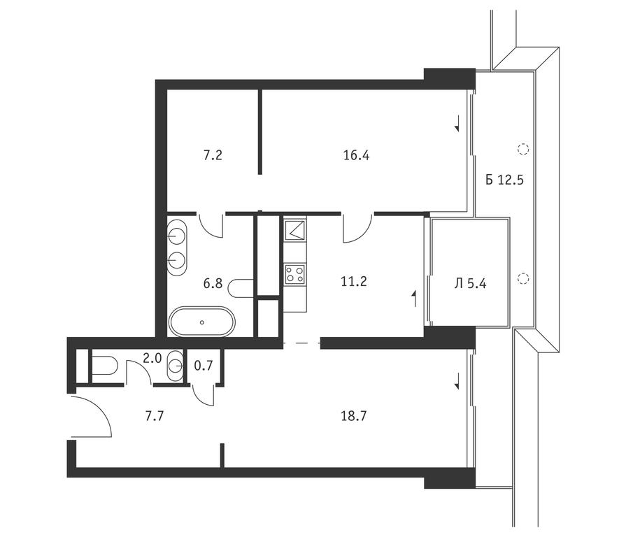 1-BD Apartment Sale, 77.2 sq. m. at Badaevskiy, Kutuzovsky Avenue, 12с3, Moscow, Russia #1