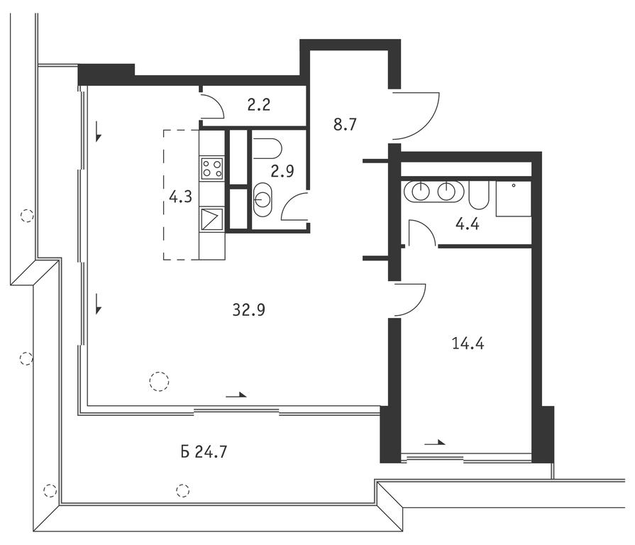 1-BD Apartment Sale, 77.2 sq. m. at Badaevskiy, Kutuzovsky Avenue, 12с3, Moscow, Russia #1