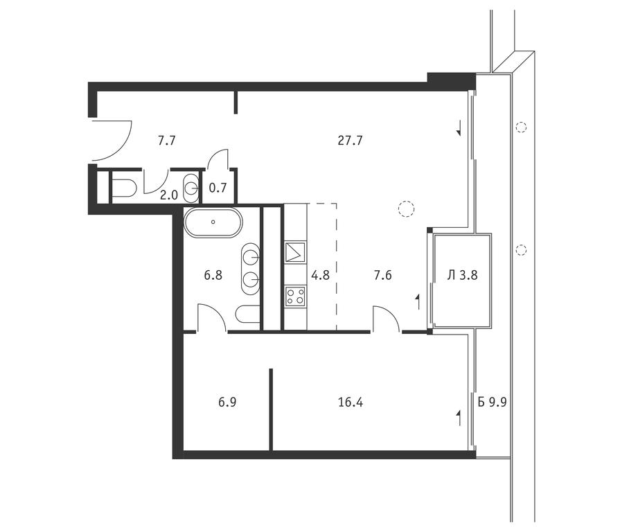 1-BD Apartment Sale, 77.9 sq. m. at Badaevskiy, Kutuzovsky Avenue, 12с3, Moscow, Russia #1