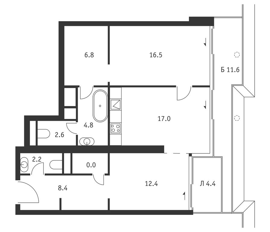 1-BD Apartment Sale, 78.5 sq. m. at Badaevskiy, Kutuzovsky Avenue, 12с3, Moscow, Russia #1 1-BD Apartment Sale, 78.5 sq. m. at Badaevskiy, Kutuzovsky Avenue, 12с3, Moscow, Russia #1