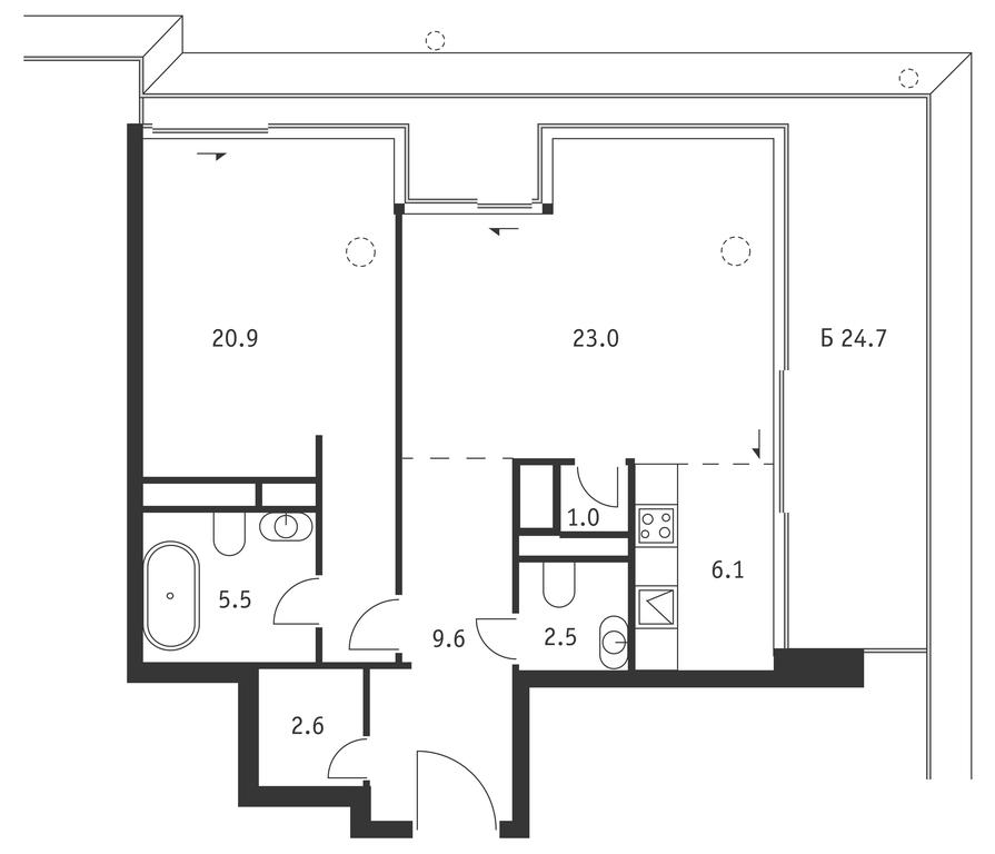 1-BD Apartment Sale, 78.6 sq. m. at Badaevskiy, Kutuzovsky Avenue, 12с3, Moscow, Russia #1 1-BD Apartment Sale, 78.6 sq. m. at Badaevskiy, Kutuzovsky Avenue, 12с3, Moscow, Russia #1