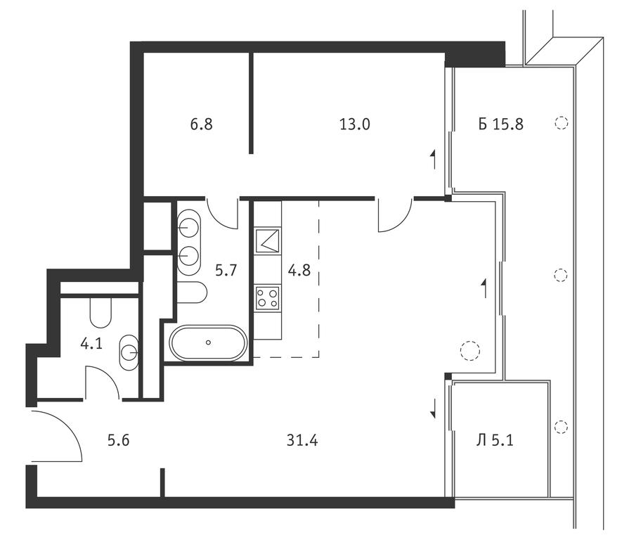 1-BD Apartment Sale, 78.7 sq. m. at Badaevskiy, Kutuzovsky Avenue, 12с3, Moscow, Russia #1 1-BD Apartment Sale, 78.7 sq. m. at Badaevskiy, Kutuzovsky Avenue, 12с3, Moscow, Russia #1