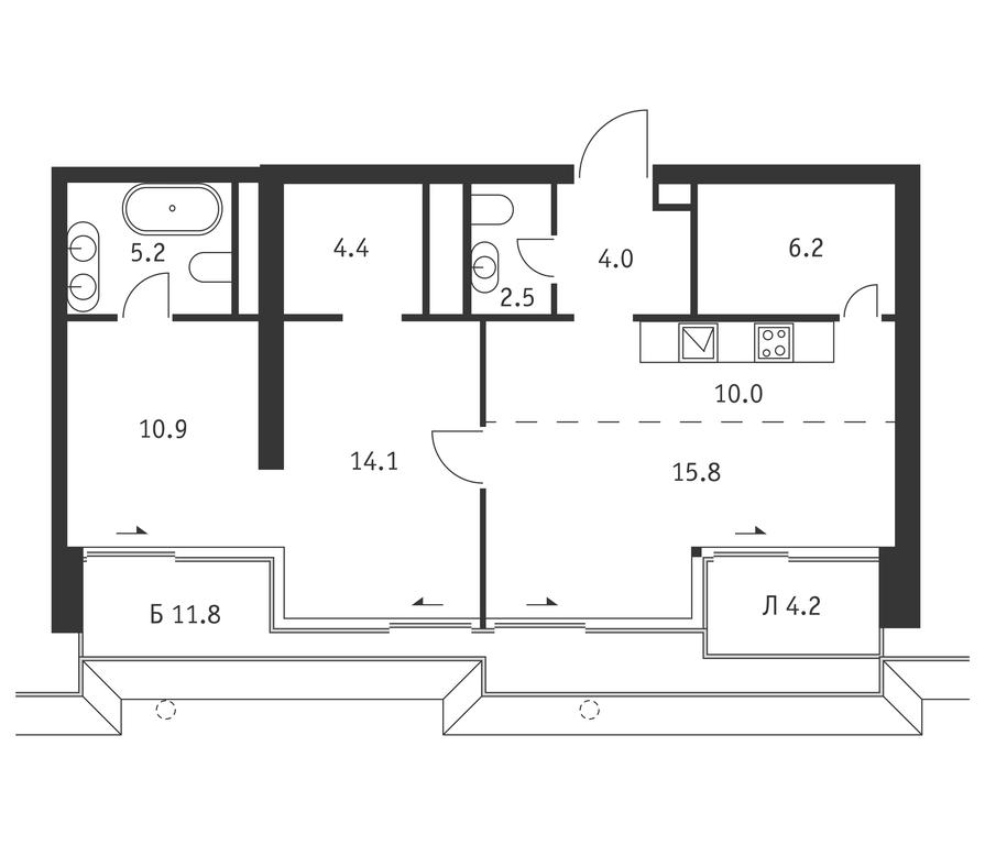 1-BD Apartment Sale, 78.7 sq. m. at Badaevskiy, Kutuzovsky Avenue, 12с3, Moscow, Russia #1